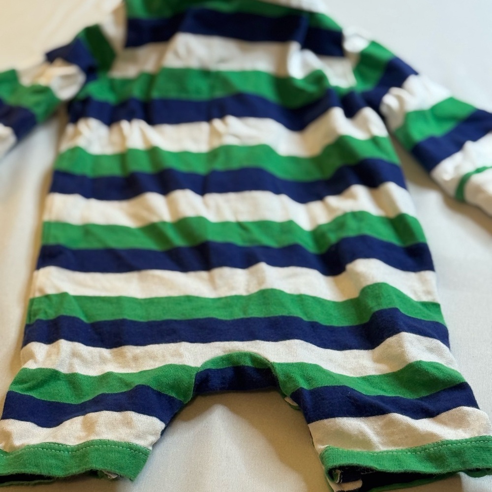 Chaps Green and Blue Striped Newborn (NB) Bodysuit One Piece (Onesie) - Picture 9 of 10